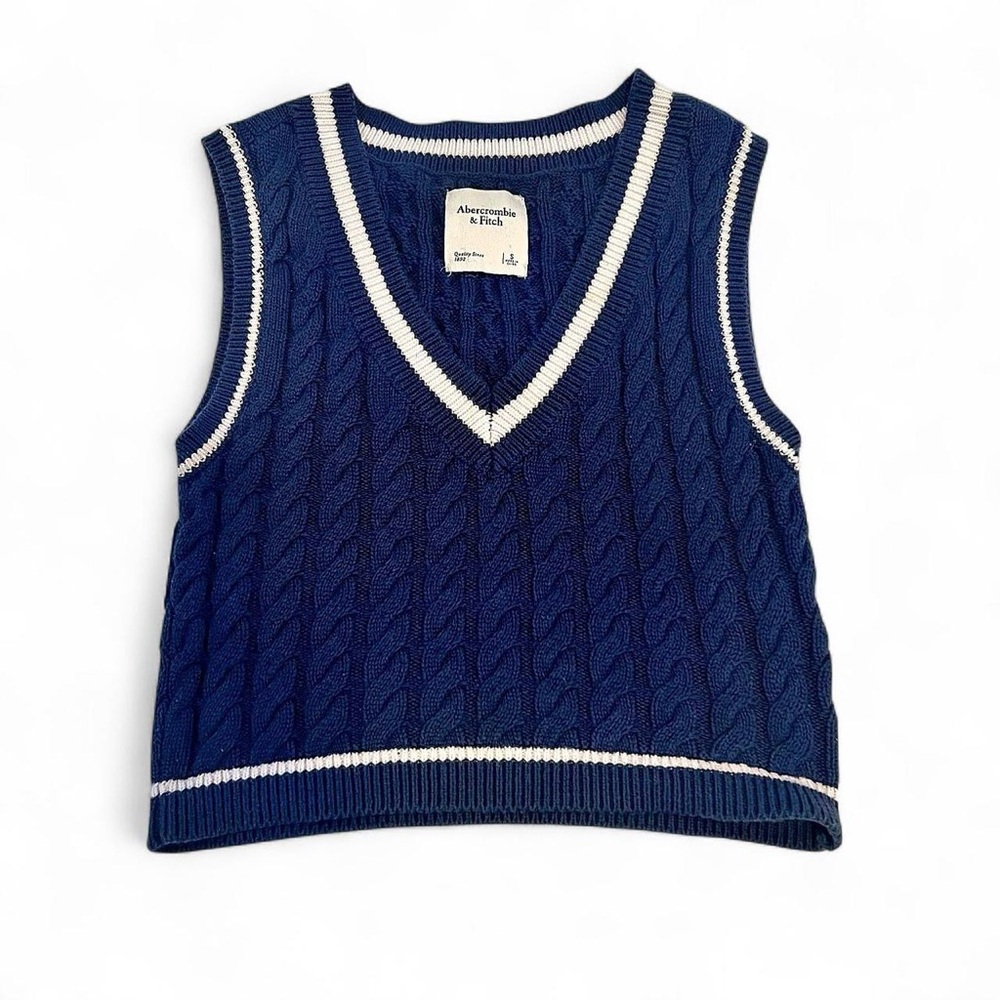 Abercrombie & Fitch Navy Cable Knit Vest